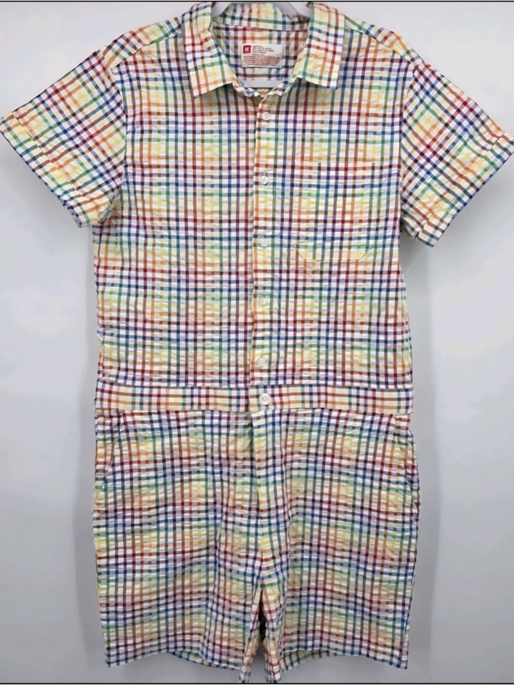 Target Rainbow Checkered Short Sleeve Romper